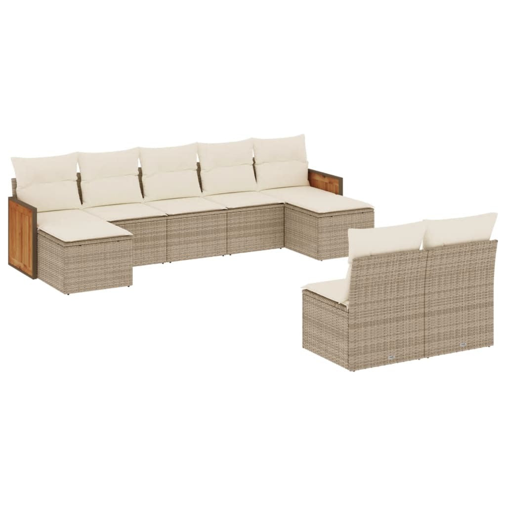 Garden Sofa Set Beige PE rattan 9 Piece Set Modular