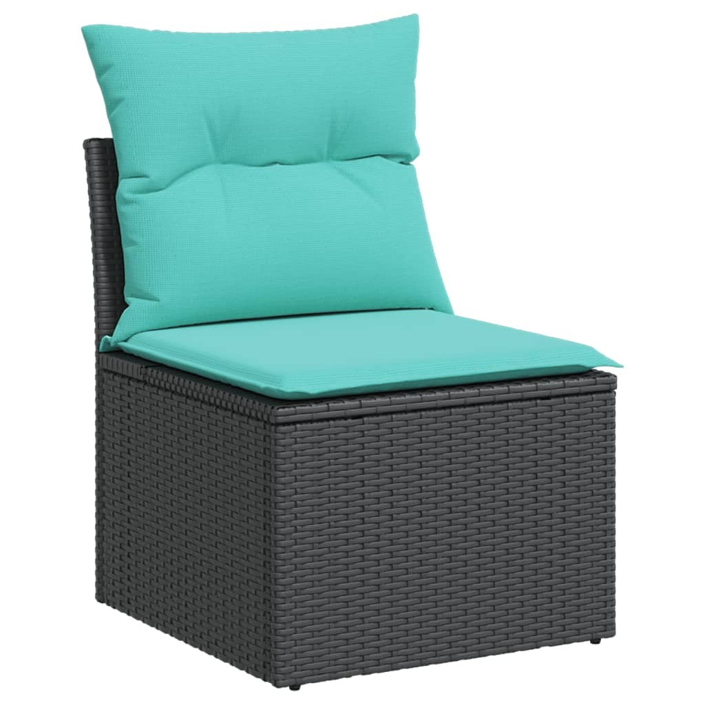 13 Piece Garden Sofa Set with Cushions Black Poly Rattan