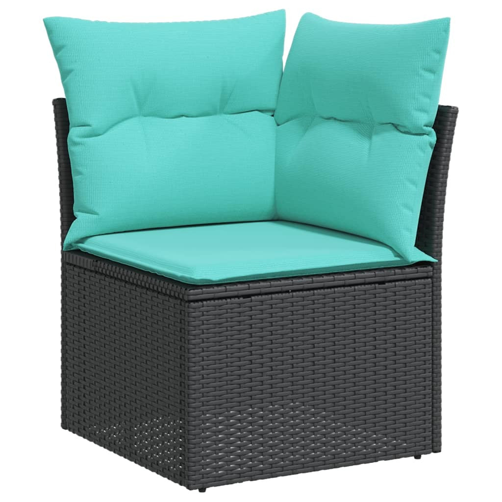 13 Piece Garden Sofa Set with Cushions Black Poly Rattan