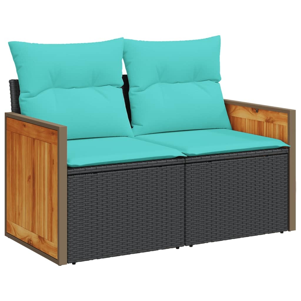 13 Piece Garden Sofa Set with Cushions Black Poly Rattan
