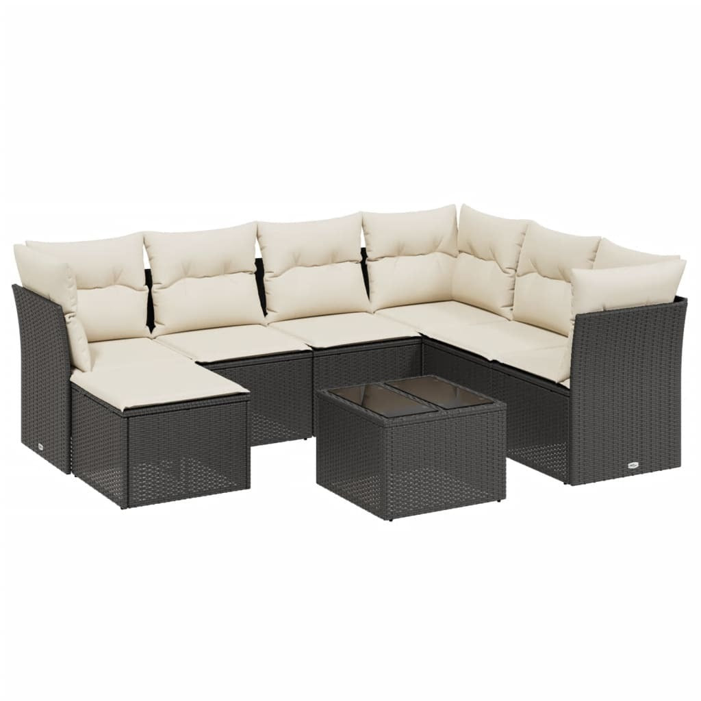 Garden Sofa Set Black Poly Rattan 8 Piece Modular Set Modular