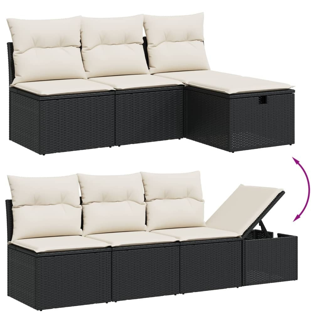 Garden Sofa Set Black Poly Rattan 8 Piece Modular Set Modular