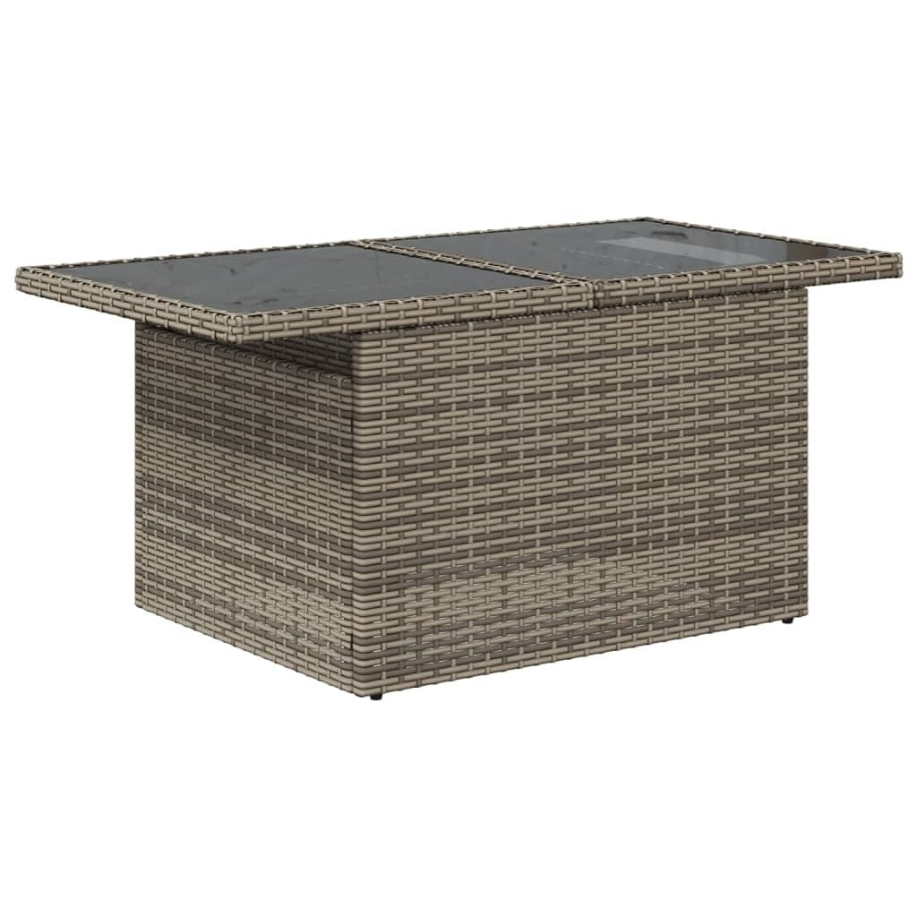 Garden Sofa Set Grey PE rattan, powder-coated steel, tempered glass