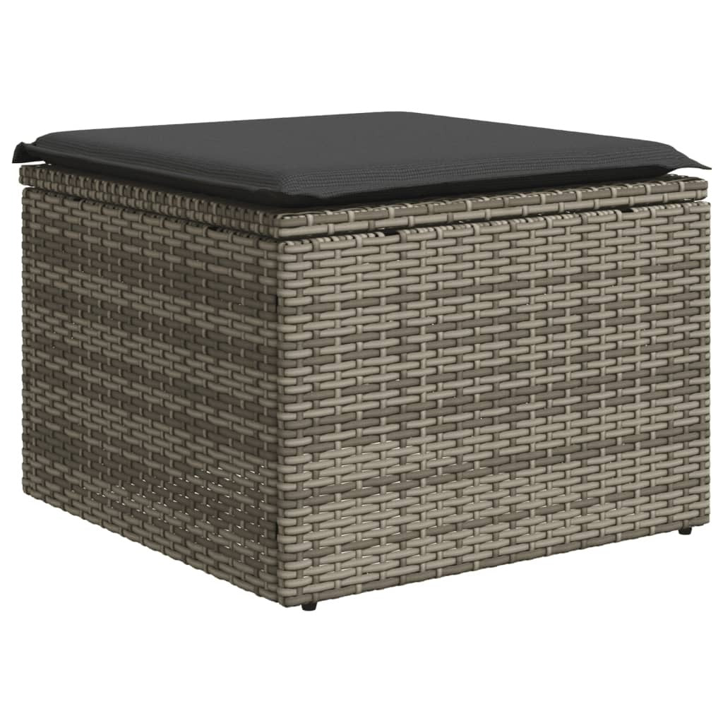 Garden Sofa Set Grey PE rattan, powder-coated steel, tempered glass