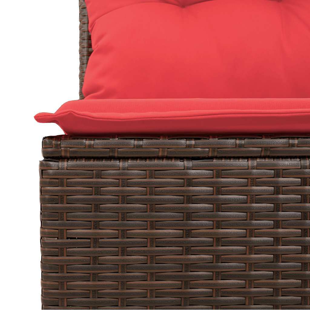 7 Piece Garden Sofa Set with Cushions Brown Poly Rattan