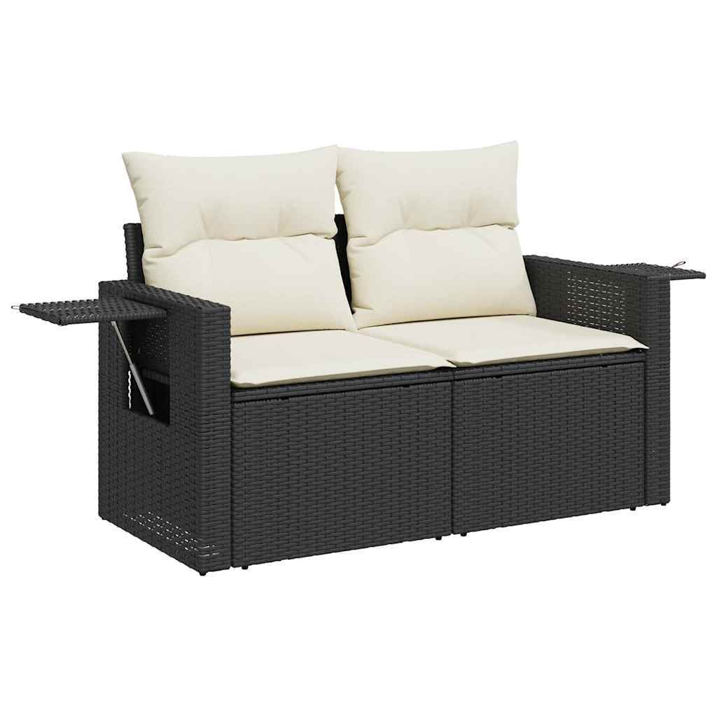 Garden Sofa Set Black PE rattan