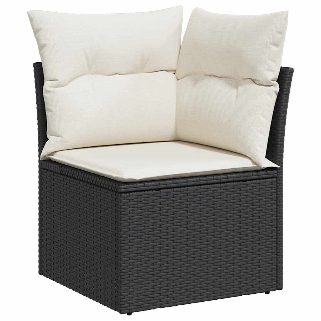 Garden Sofa Set Black PE rattan