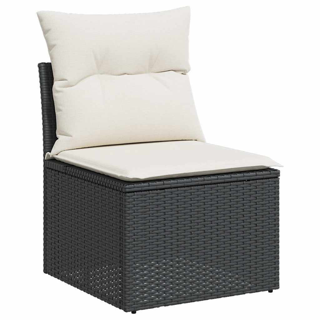 Garden Sofa Set Black PE rattan