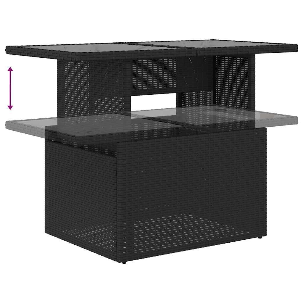 Garden Sofa Set Black PE rattan