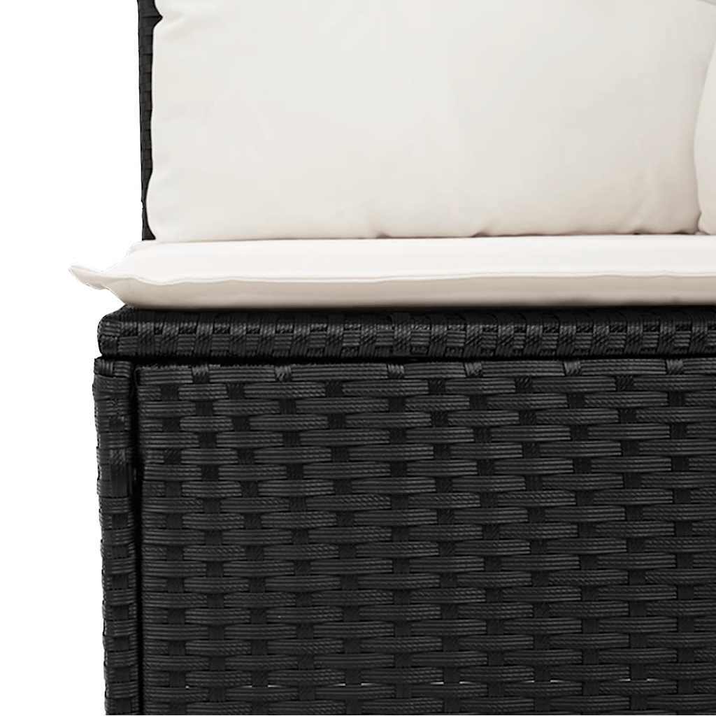 Garden Sofa Set Black PE rattan