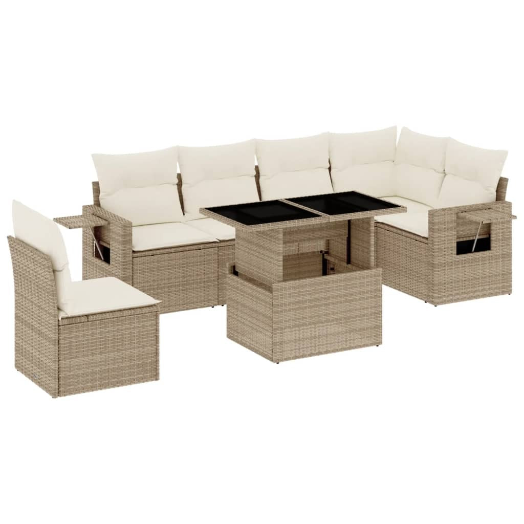 Garden Sofa Set Beige PE rattan Large Modular Garden Sofa Set