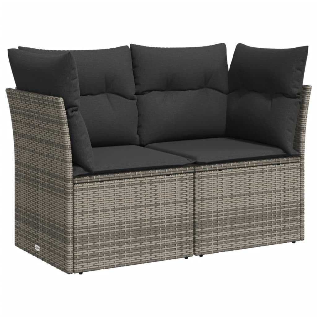 Garden Sofa Set Gray, Dark gray PE rattan Large Removable Covers