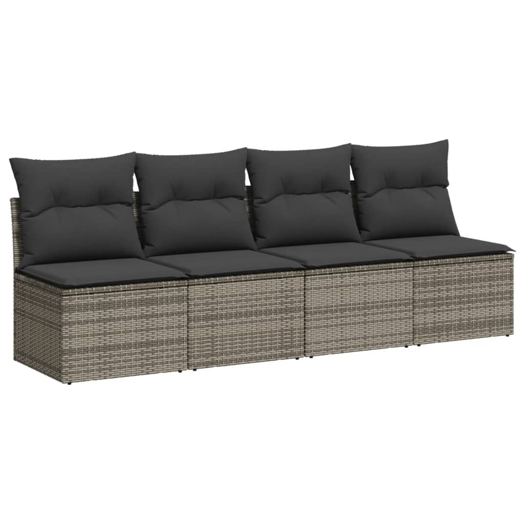 Garden Sofa Set Gray, Dark gray PE rattan Large Removable Covers