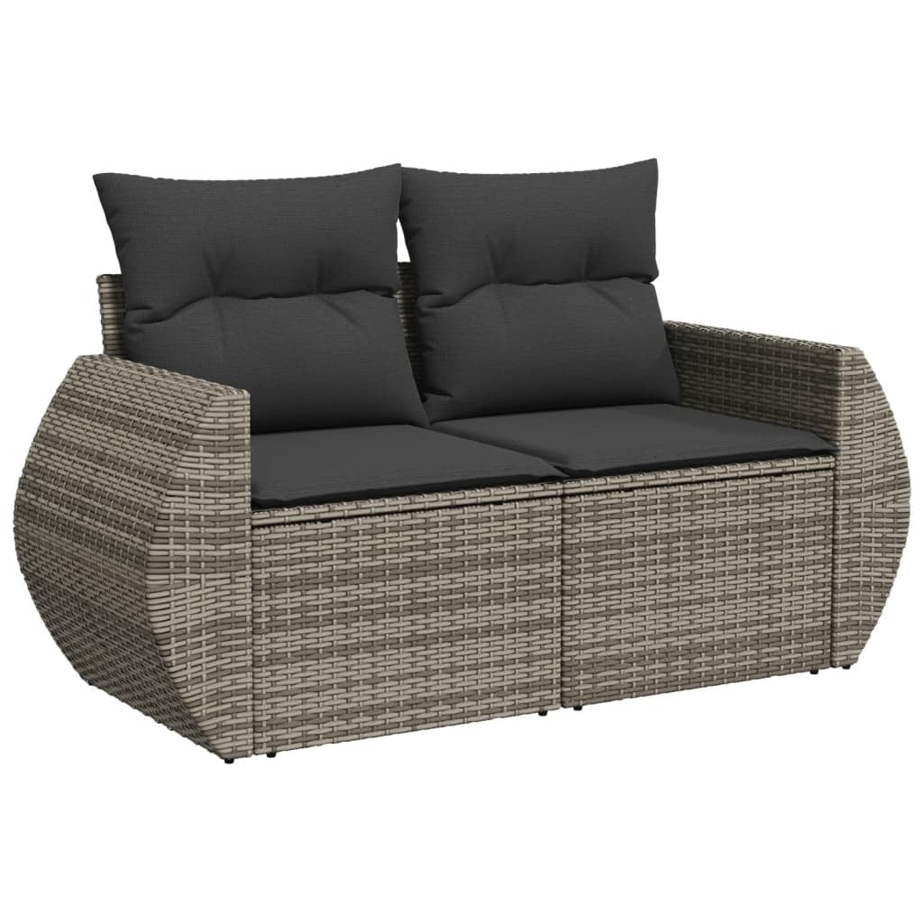 Garden Sofa Set Gray, Dark gray PE rattan Large Removable Covers