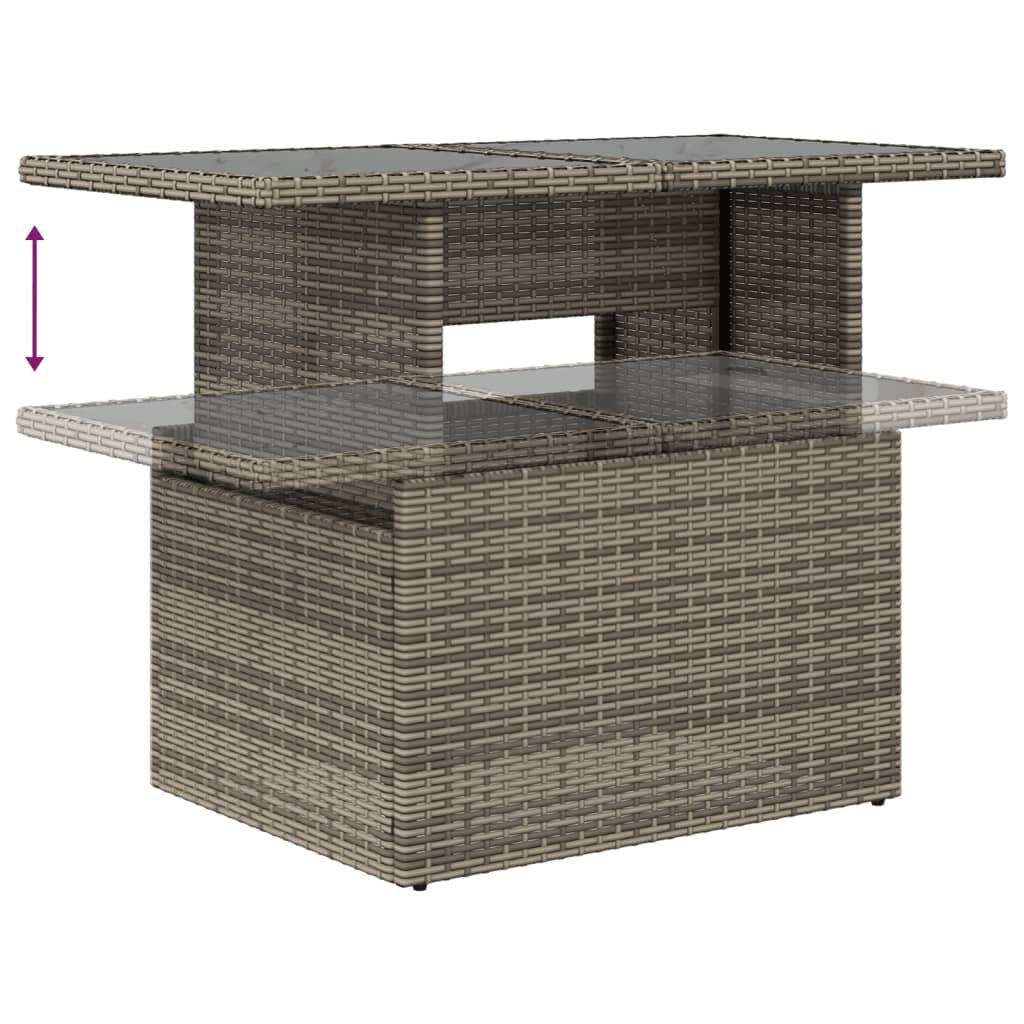 Garden Sofa Set Gray, Dark gray PE rattan Large Removable Covers