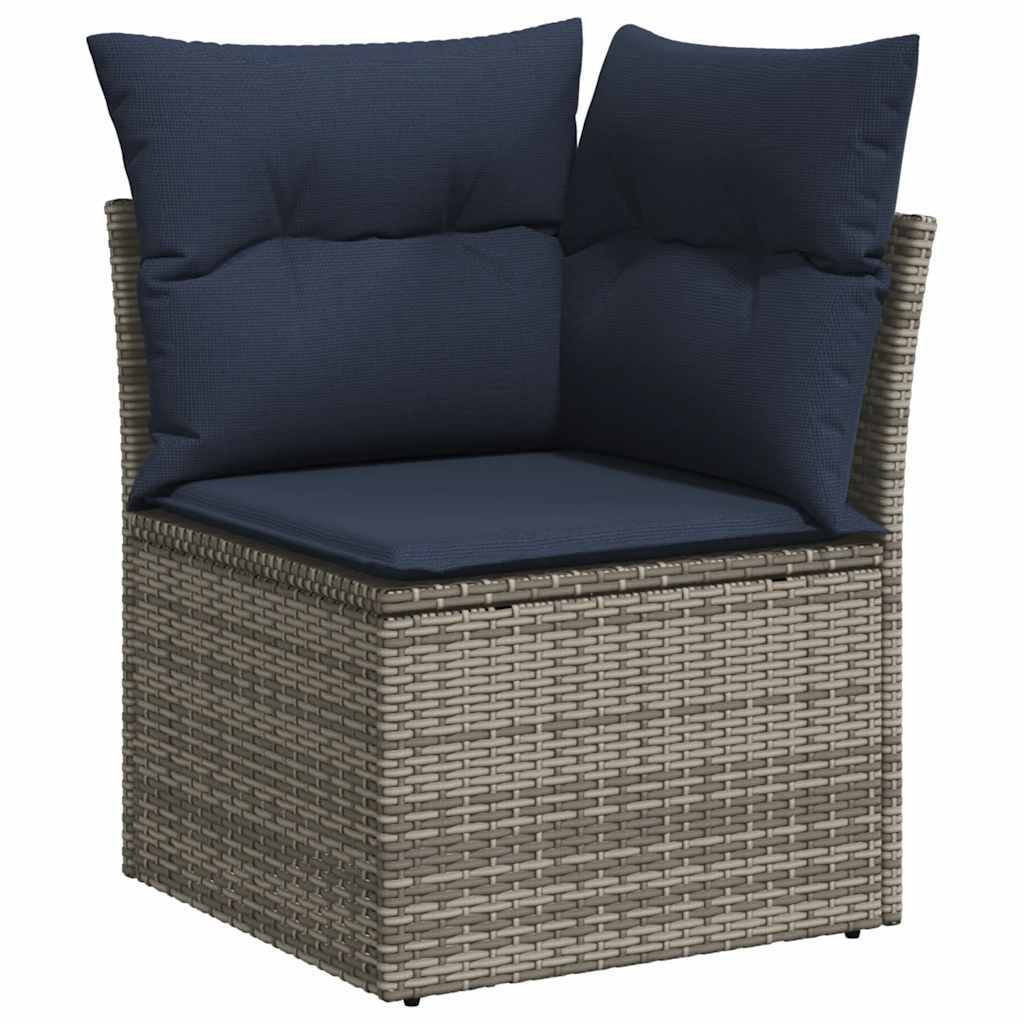 6 Piece Garden Sofa Set with Cushions Grey Poly Rattan