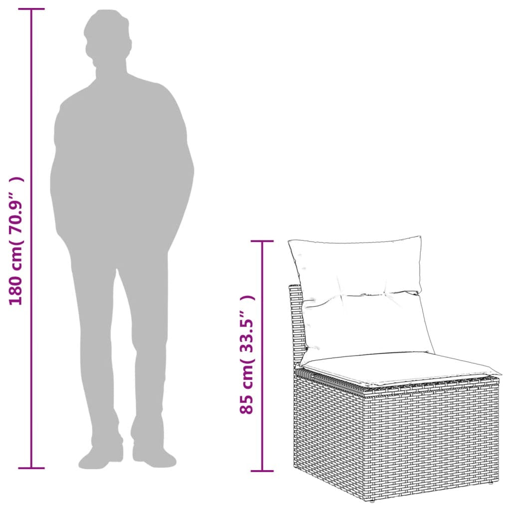 Garden Sofa Set Black PE rattan, powder-coated steel, tempered glass