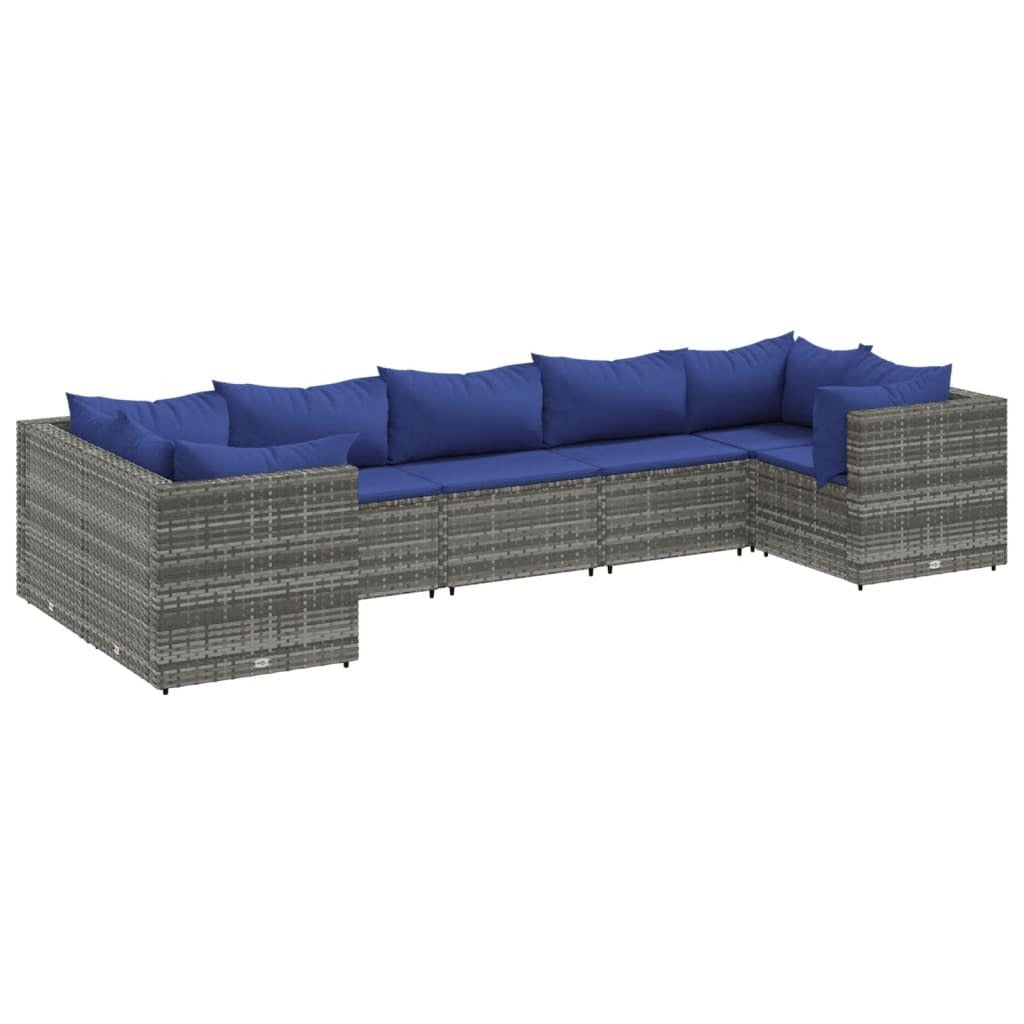 Patio Lounge Set Grey PE rattan, powder-coated steel, polyester