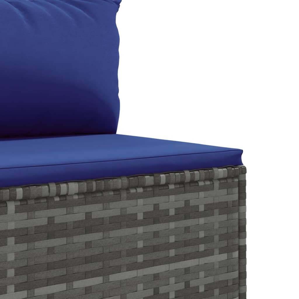 Patio Lounge Set Grey PE rattan, powder-coated steel, polyester