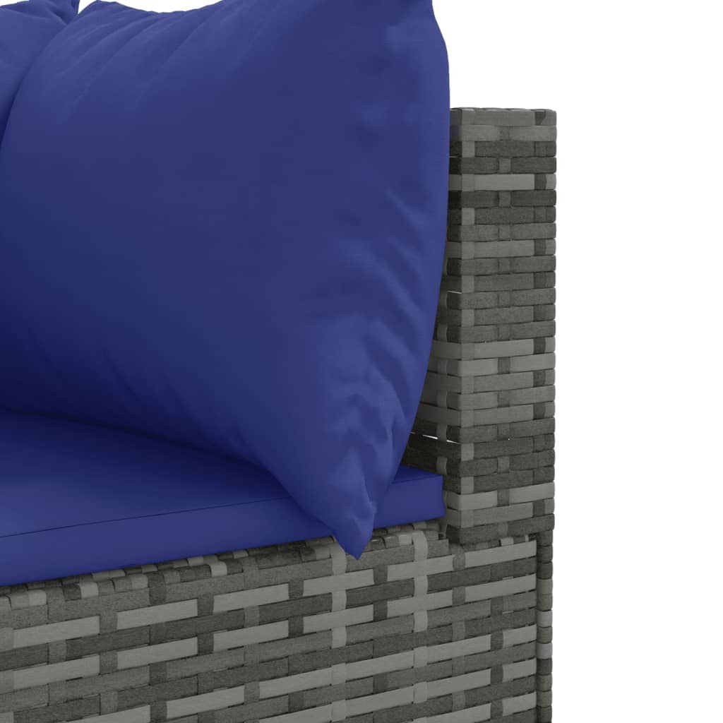 Patio Lounge Set Grey PE rattan, powder-coated steel, polyester