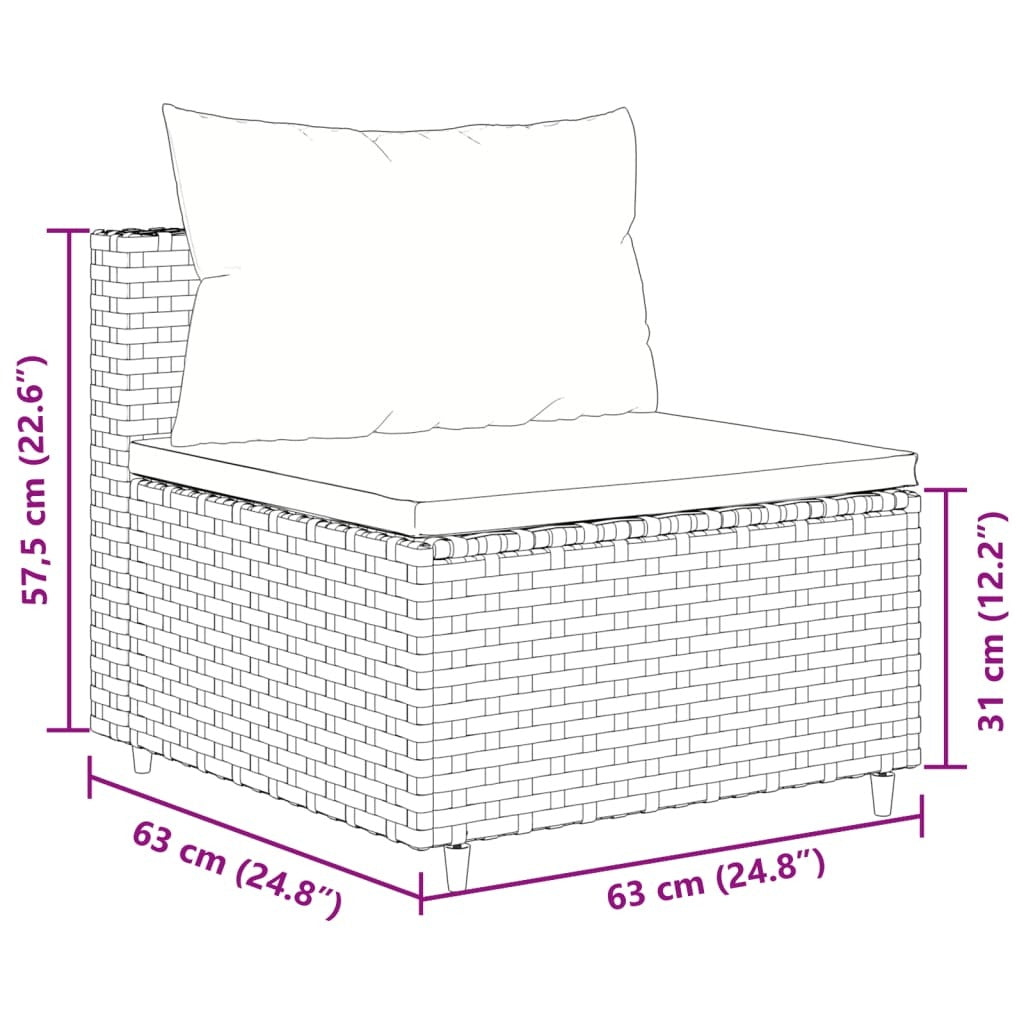 Patio Lounge Set Grey PE rattan, powder-coated steel, polyester