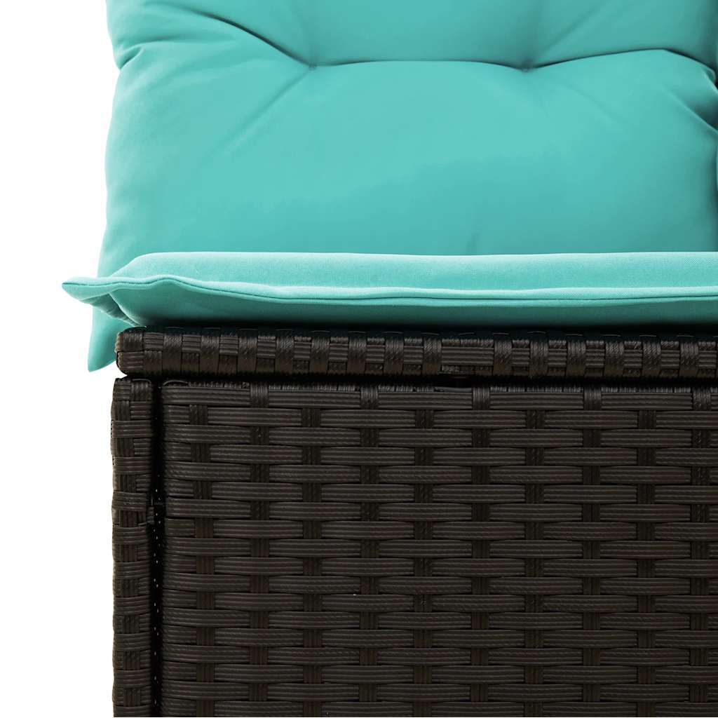 7 Piece Patio Sofa Set with Cushions Black Poly Rattan Acacia