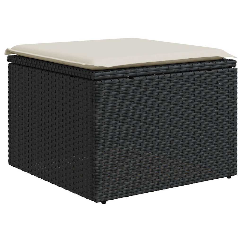 Garden Sofa Set Black PE Rattan 7-Piece Adjustable Feet
