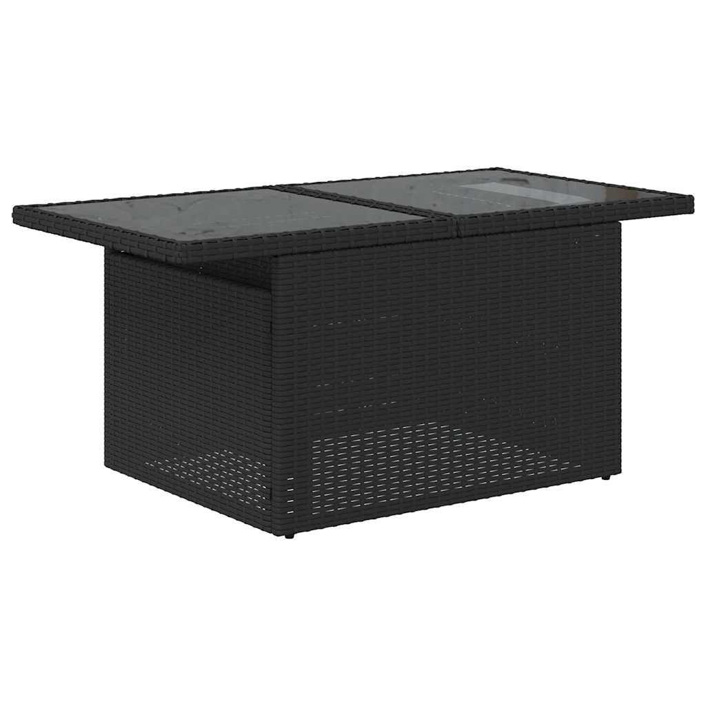 Garden Sofa Set Black PE Rattan 7-Piece Adjustable Feet