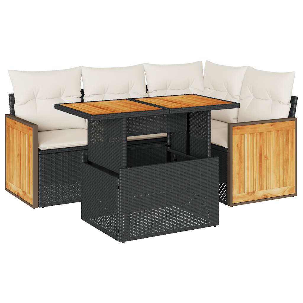Garden Sofa Set Black PE rattan Modular Modular