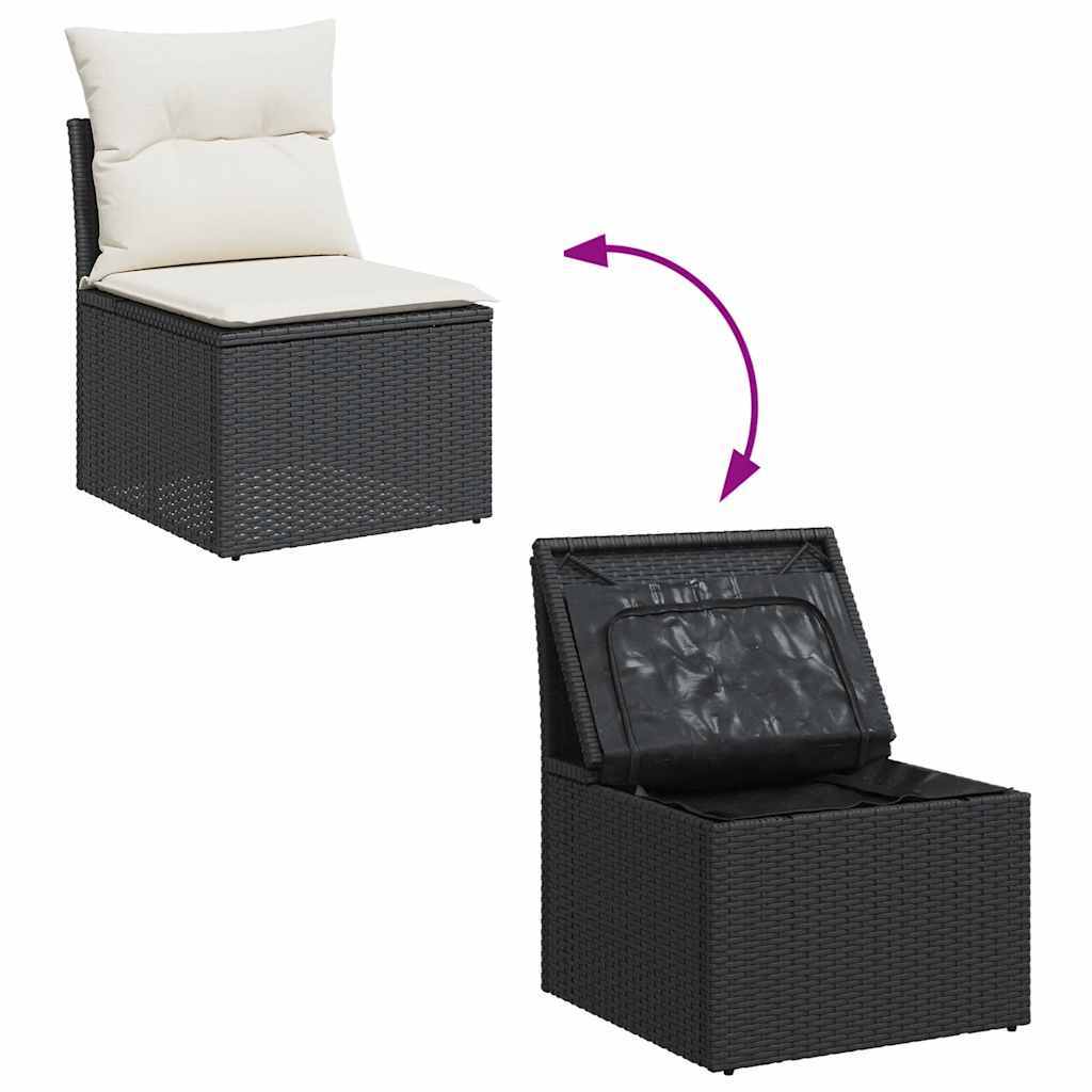 Garden Sofa Set Black PE rattan Modular Modular