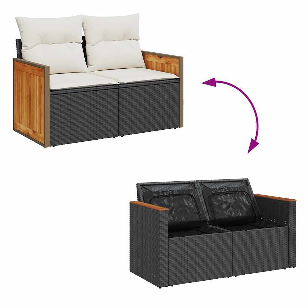 Garden Sofa Set Black PE rattan Modular Modular