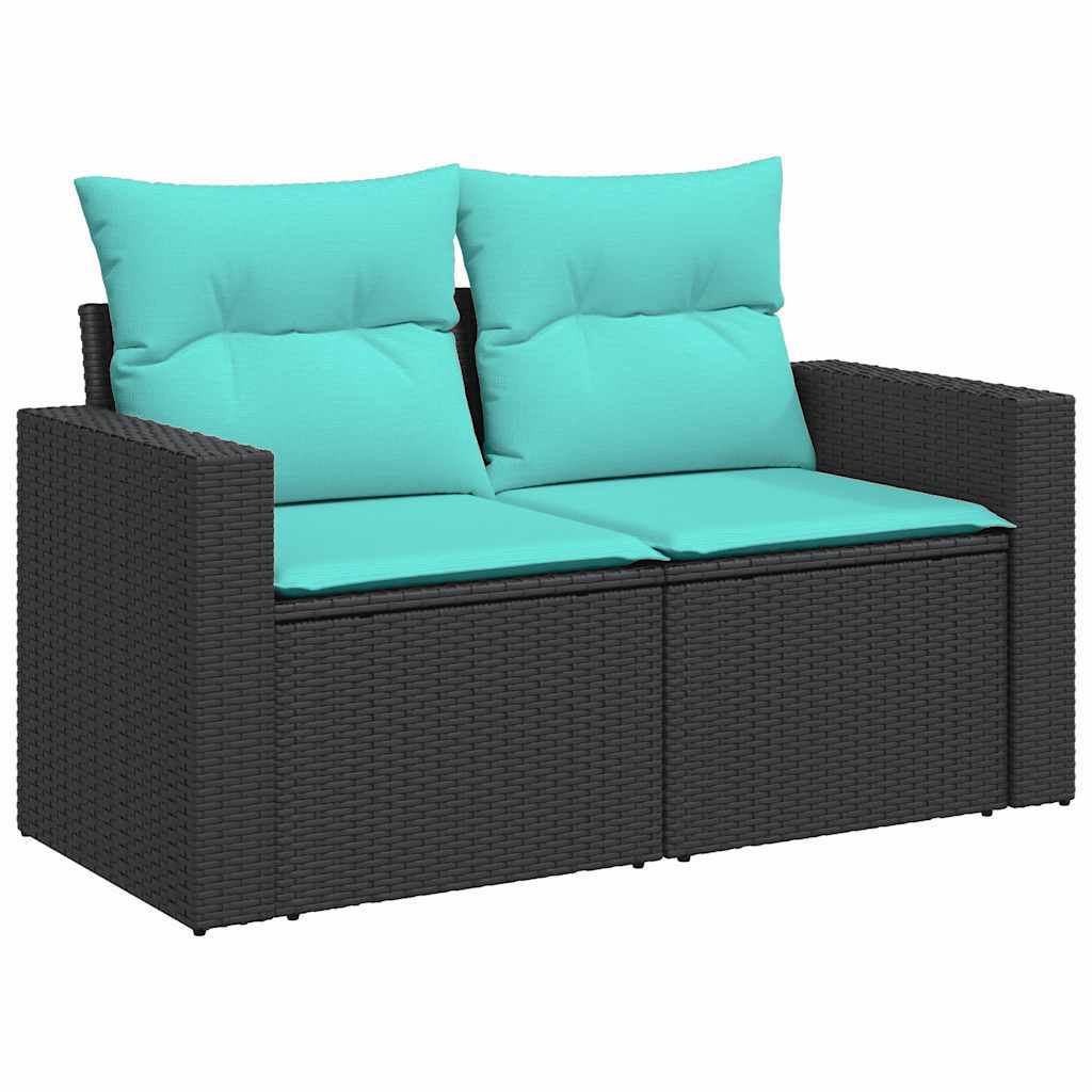 6 Piece Patio Sofa Set with Cushions Gray Poly Rattan Acacia
