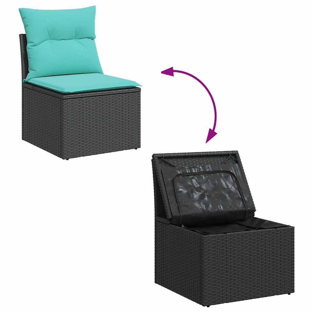 6 Piece Patio Sofa Set with Cushions Gray Poly Rattan Acacia