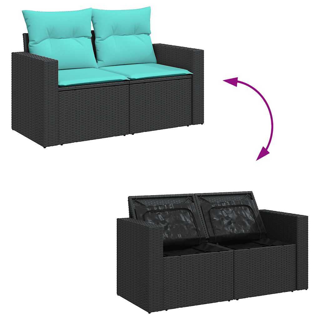 6 Piece Patio Sofa Set with Cushions Gray Poly Rattan Acacia