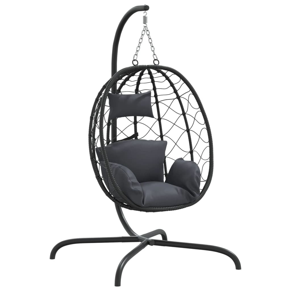 Hanging Egg Chair Anthracite Poly Rattan, Powder-Coated Steel