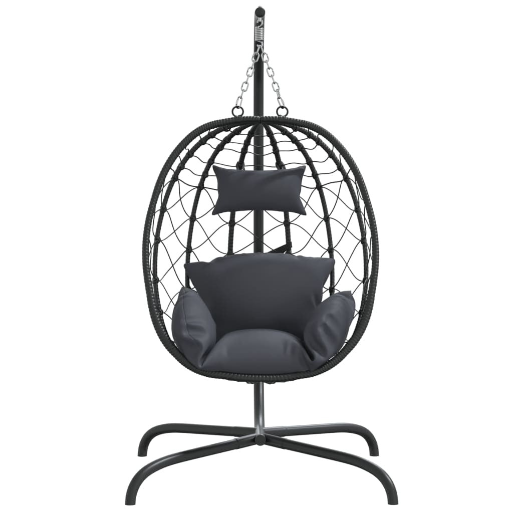 Hanging Egg Chair Anthracite Poly Rattan, Powder-Coated Steel