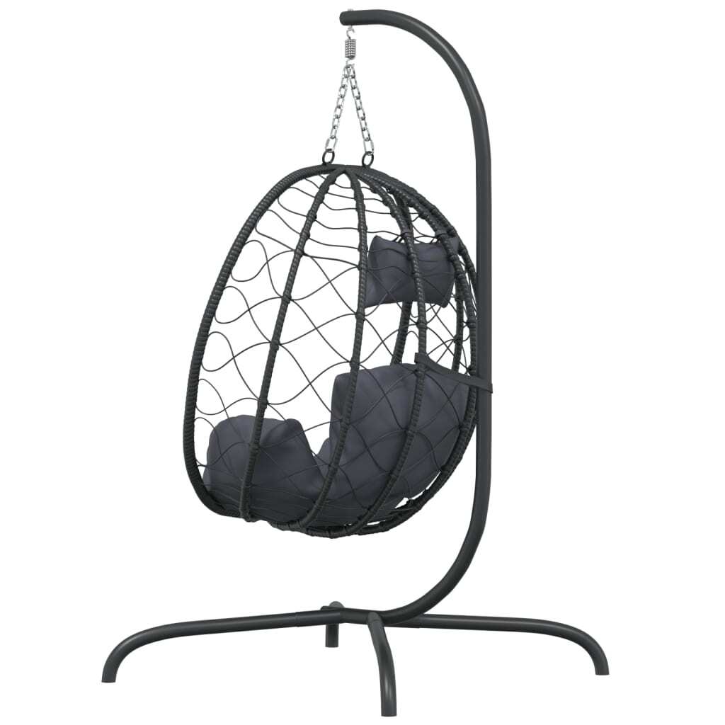 Hanging Egg Chair Anthracite Poly Rattan, Powder-Coated Steel