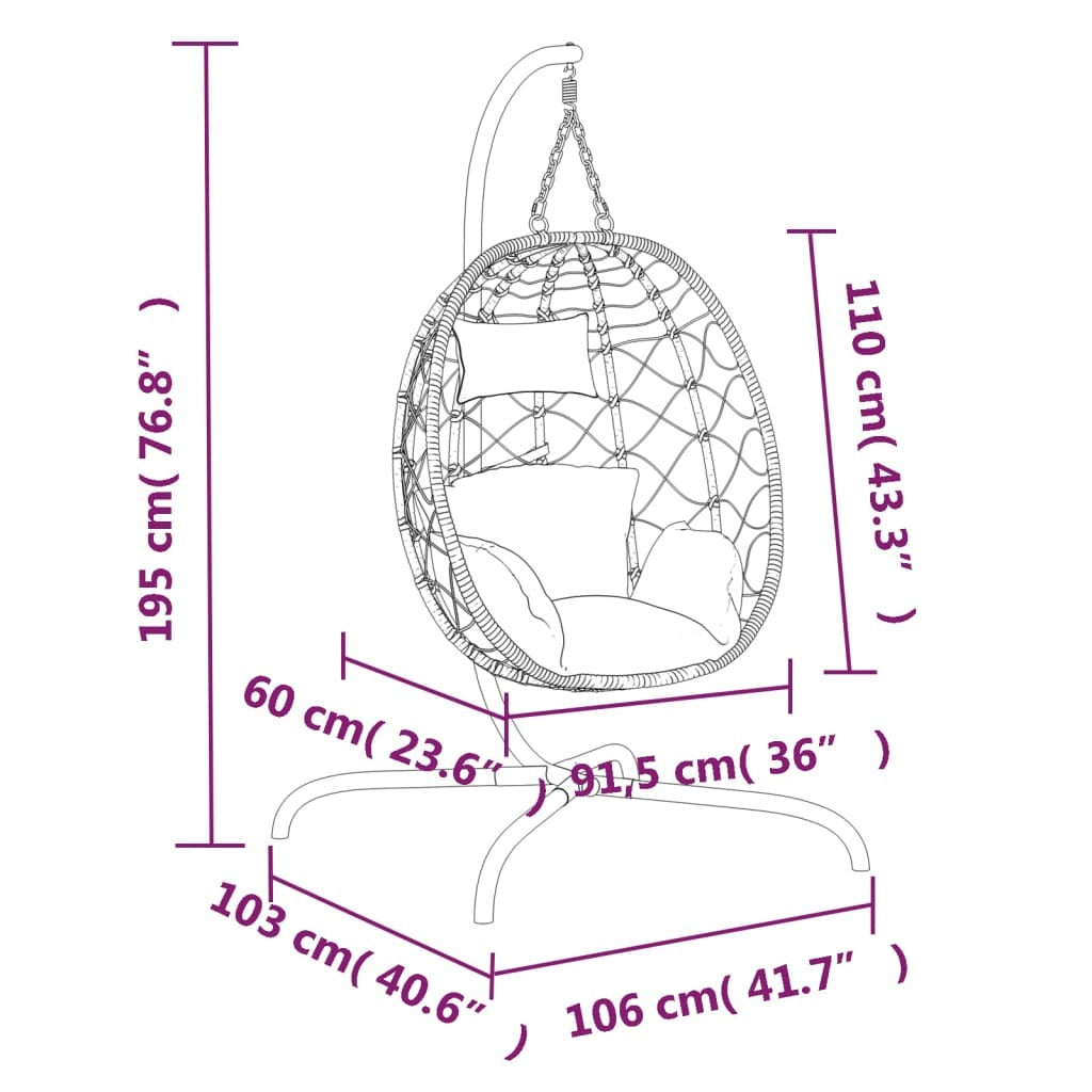 Hanging Egg Chair Anthracite Poly Rattan, Powder-Coated Steel