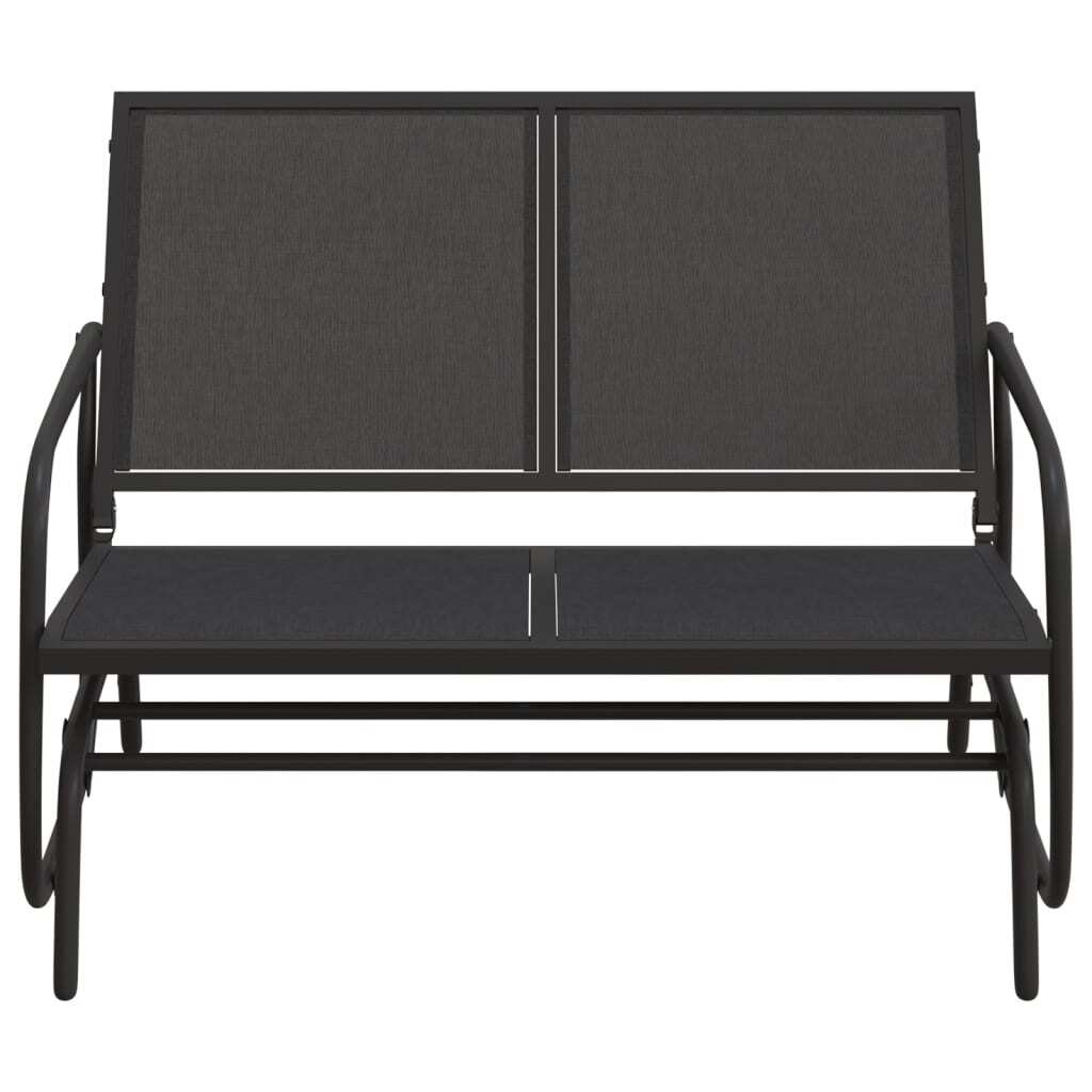 Garden Glider Bench Black Textilene, Steel 47.4 in