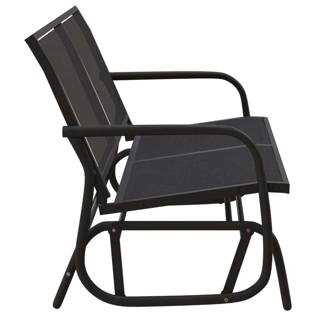 Garden Glider Bench Black Textilene, Steel 47.4 in