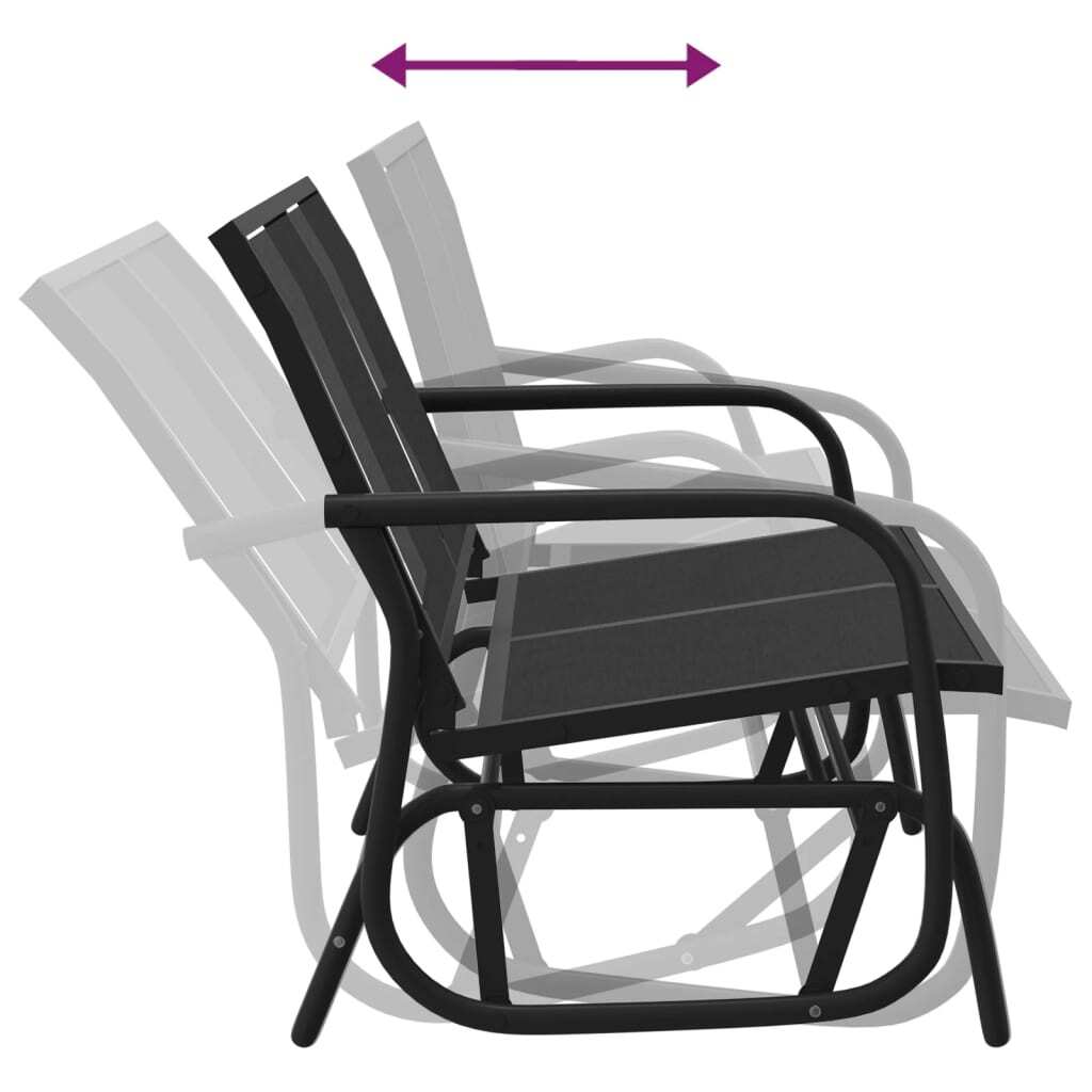 Garden Glider Bench Black Textilene, Steel 47.4 in