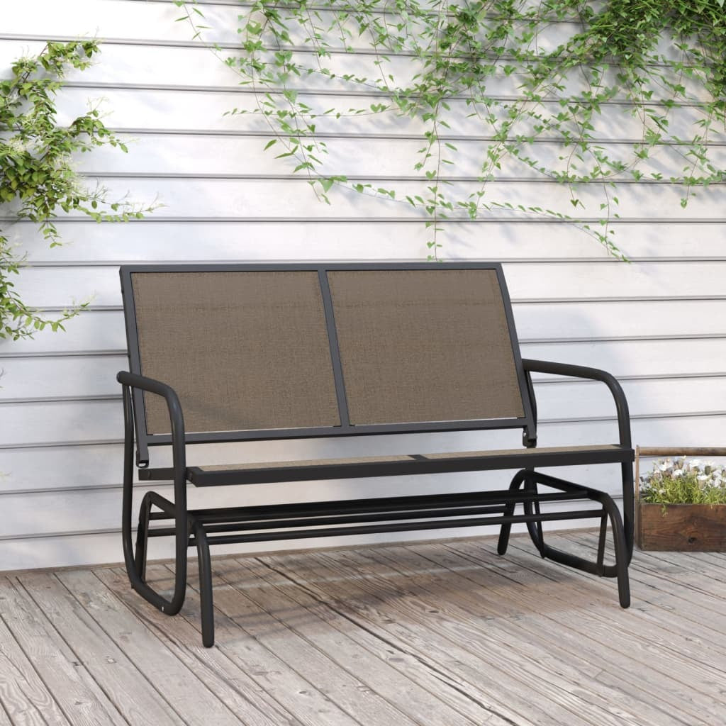 Garden Glider Bench Brown Textilene fabric and Steel Medium