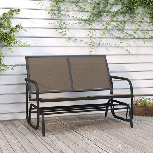 Garden Glider Bench Brown Textilene fabric and Steel Medium