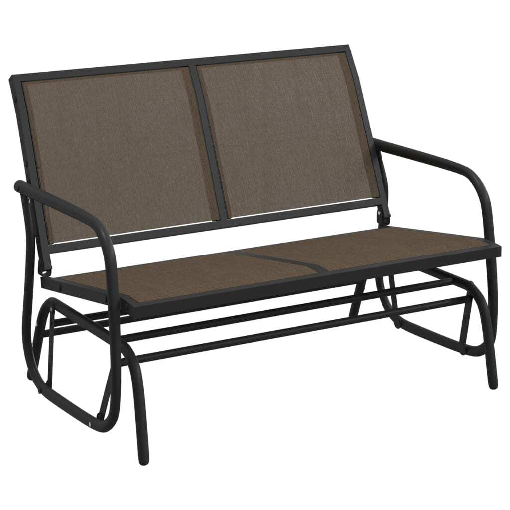Garden Glider Bench Brown Textilene fabric and Steel Medium