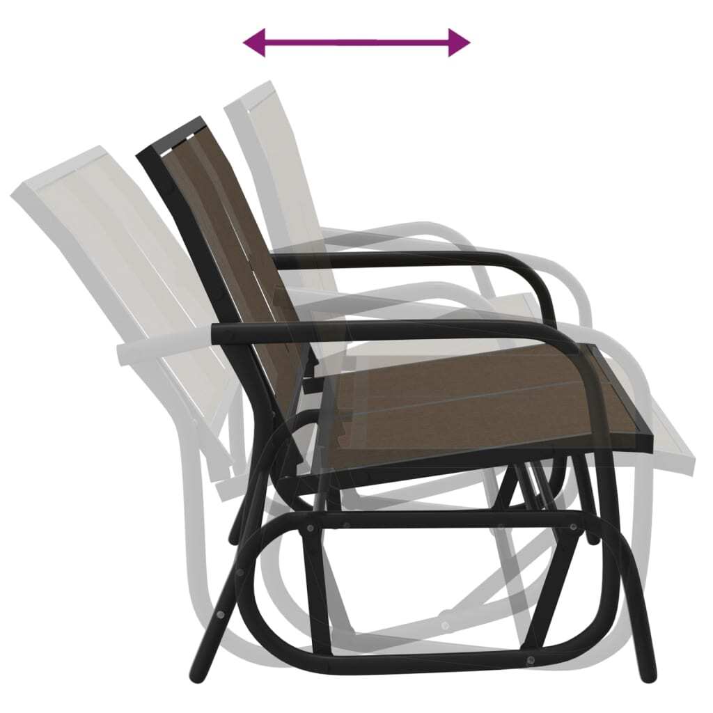 Garden Glider Bench Brown Textilene fabric and Steel Medium