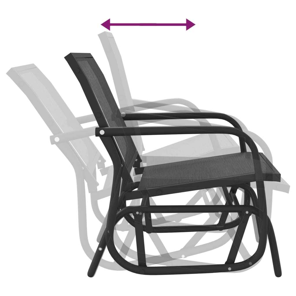 Garden Glider Chair Black Textilene and Steel 24.0 x 29.9 x 34.3 in