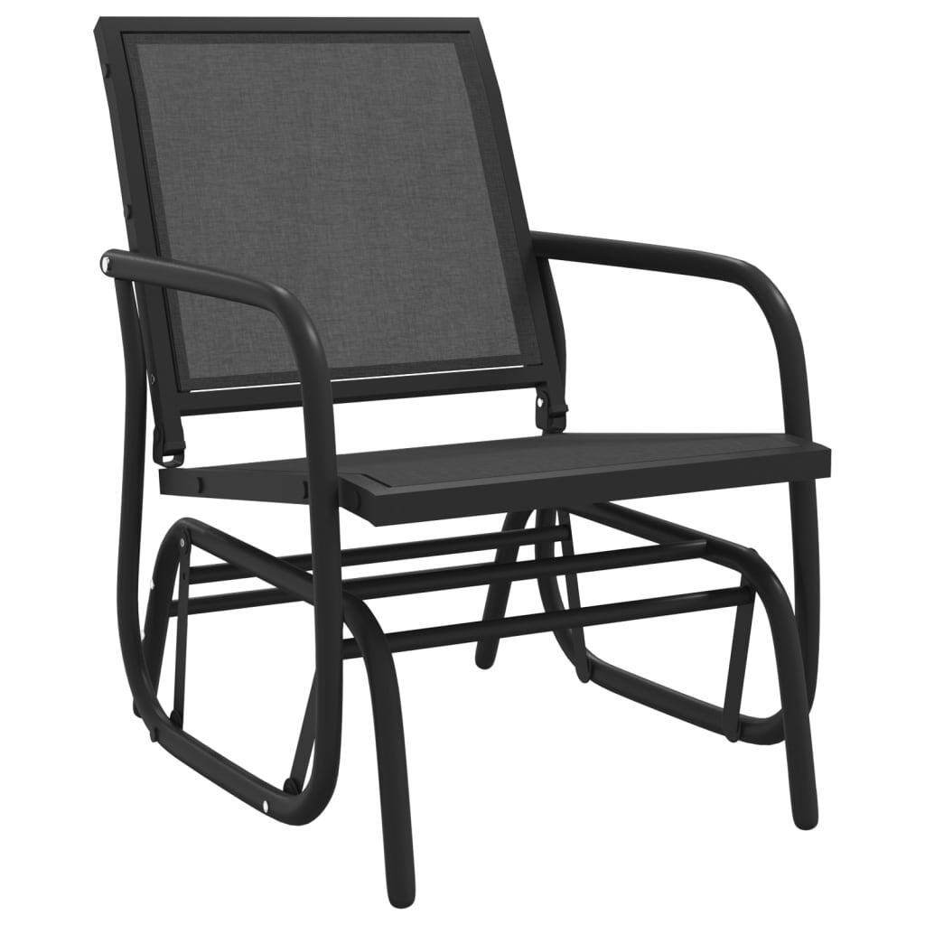 Garden Glider Chair Set of 2 Black Textilene, Steel Medium