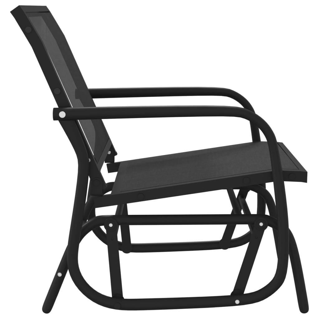 Garden Glider Chair Set of 2 Black Textilene, Steel Medium
