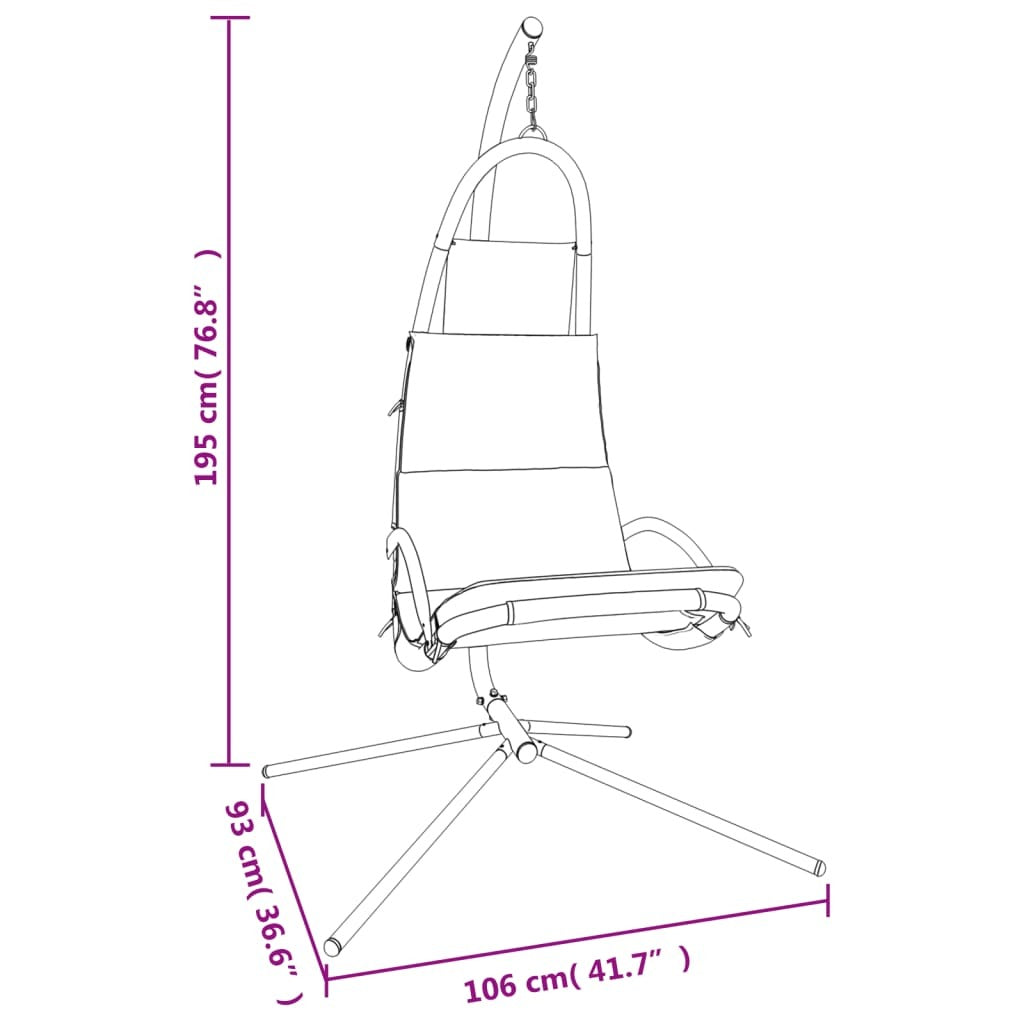 Garden Swing Chair Black Oxford Fabric One Size Ergonomic