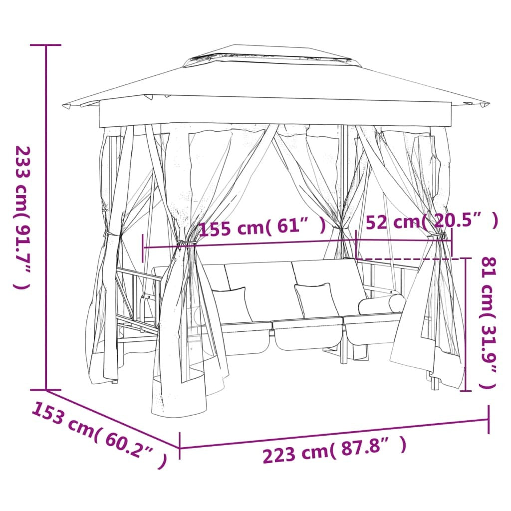 Garden Gazebo Green Powder-coated steel Large